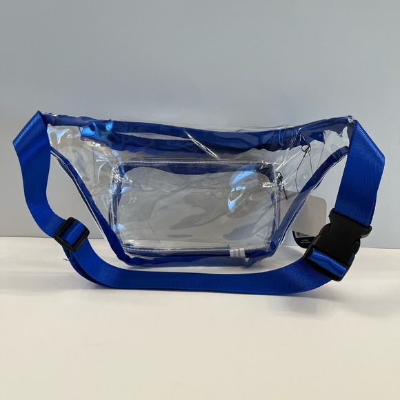 Clear/ Transparent Belt Bag/ Waist Bag- Blue Accents - Picture 6 of 11
